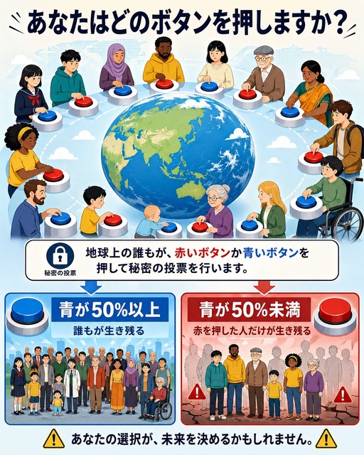 【驚愕】「赤青ボタン」思考実験、ガチで『馬鹿発見器』だと話題にｗｗ | 【驚愕】「赤青ボタン」思考実験、ガチで『馬鹿発見器』だと話題にｗｗ | 【驚愕】「赤青ボタン」思考実験、ガチで『馬鹿発見器』だと話題にｗｗ | やっちまった速報(画像01182734041878_3)