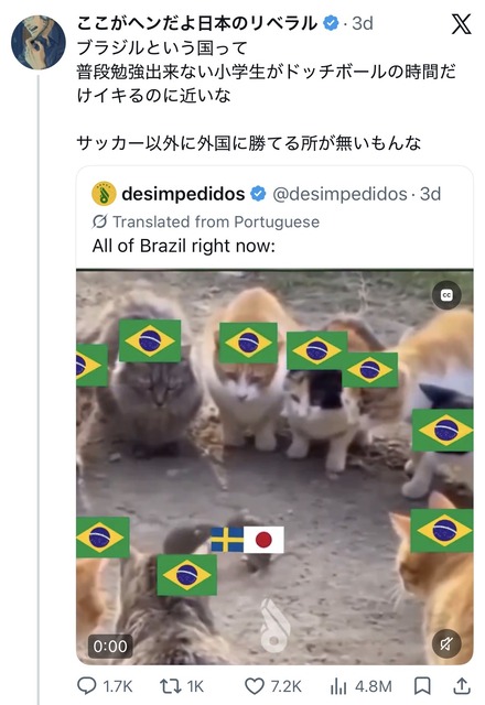 【悲報】ブラジル人、